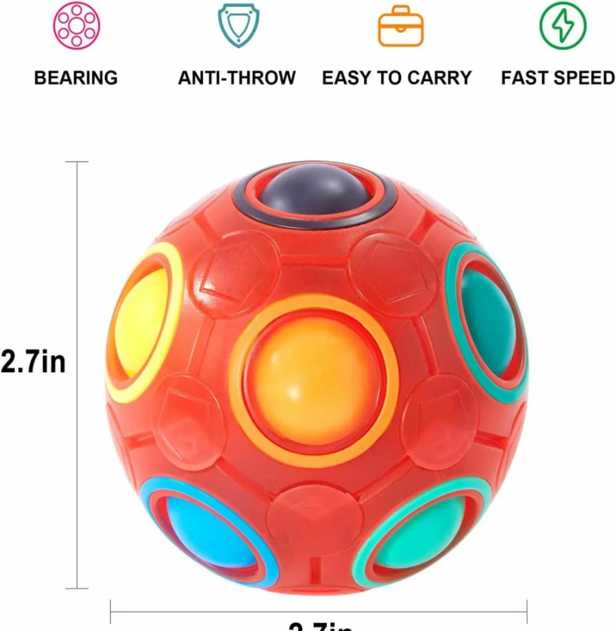 Vdealen Magic Rainbow Puzzle Ball - Stress Relief Fidget Toy for Kids, Teens & Adults | Brain Teaser Game for Birthday, Christmas, Easter Gifts | Fun Stocking Stuffer for Boys & Girls (Off White)