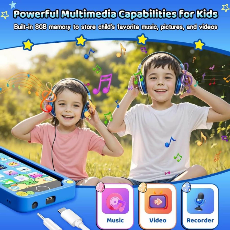 EFFUN Kids Smart Phone for Girls Ages 3-9 - 4.0" Touchscreen Learning Toy with Dual Camera, 8GB Memory, Music & Educational Games, Purple Toddler Cell Phone Gift
