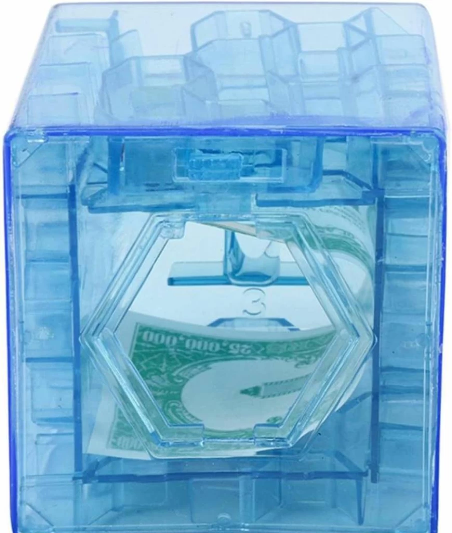 CurcKua Translucent Blue Money Maze Box - Fun Cash Saving Puzzle Game for Kids & Adults, Unique Gift for Birthdays & Parties