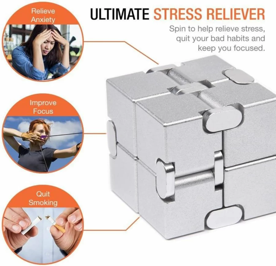 JOEYANK Metal Infinity Cube Fidget Toy - Stress Relief Sensory Cube for Adults & Kids, ADHD Anxiety Relief, Durable Fidget Cube New Version Gift for Teens