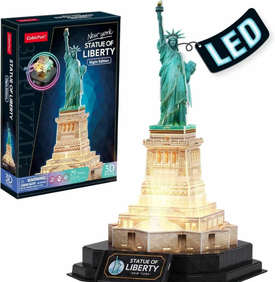 CubicFun LED Illuminated 3D Puzzle - New York Mansion Model Kit for Adults & Kids, DIY Home Decor Gift for Puzzle Lovers