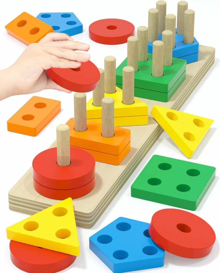 Yetonamr Wooden Montessori Toys for Toddlers 1-3 Years - Sensory Learning Puzzles, Educational Gifts for Boys & Girls Ages 2-4, Birthday Present for Baby Kids