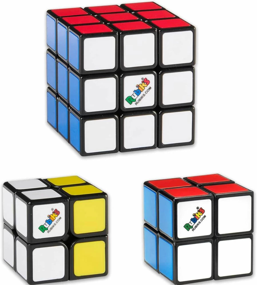 Rubik's Cube Bundle - 2x2 Mini, 3x3 Classic, 4x4 Master Puzzle Set for Adults & Kids Ages 8+, Stress Relief Fidget Toy & Travel Gift