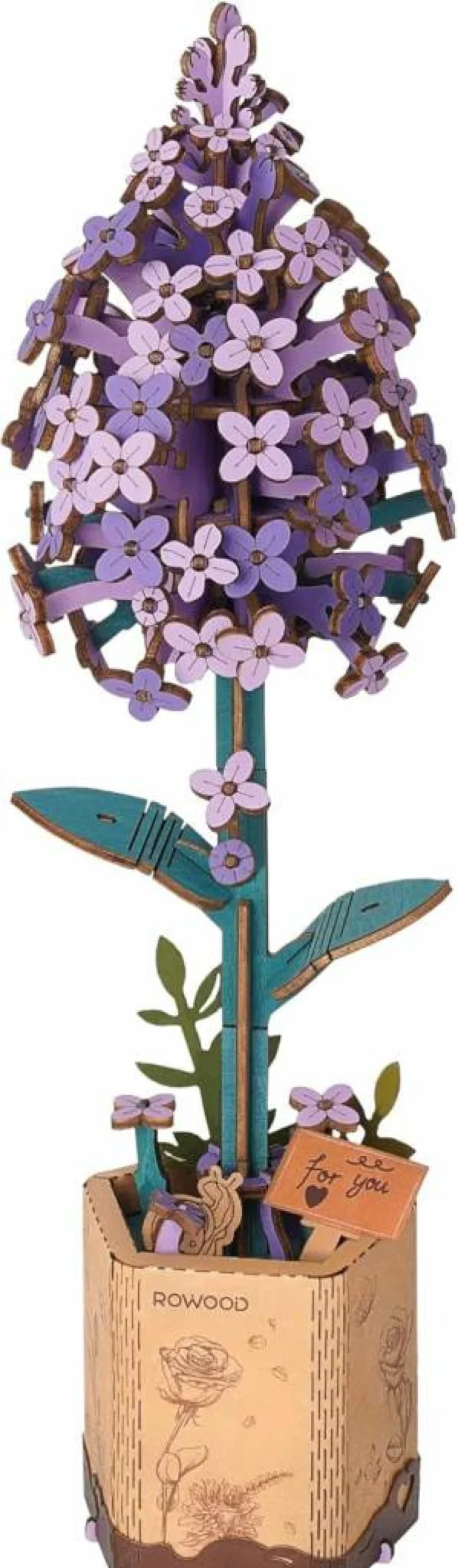 Rowood DIY Wooden Flower Craft Kit - Pink Lily Building Set for Adults, Perfect Gift for Mother's Day, Valentine's Day - Women, Mom, Grandma