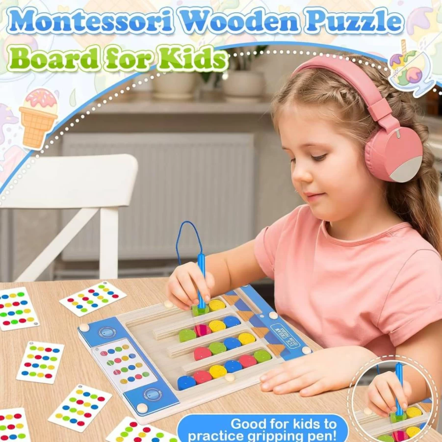 TMGOT Magnetic Wooden Maze Toy for Kids Ages 3-7 - Montessori Sensory Learning Game, Autism Puzzle Gift for Boys & Girls, Preschool Educational Birthday Present