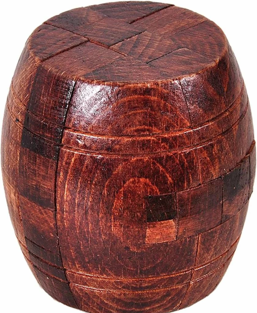 Ahyuan 3D Wooden Puzzle for Adults - Handmade Interlocking Brain Teaser, Mechanical Barrel Design, Natural Wood Brain Game for Puzzle Lovers