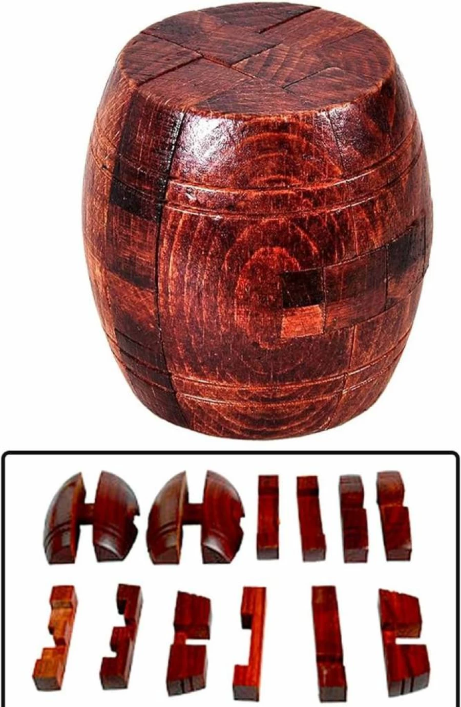 Ahyuan 3D Wooden Puzzle for Adults - Handmade Interlocking Brain Teaser, Mechanical Barrel Design, Natural Wood Brain Game for Puzzle Lovers