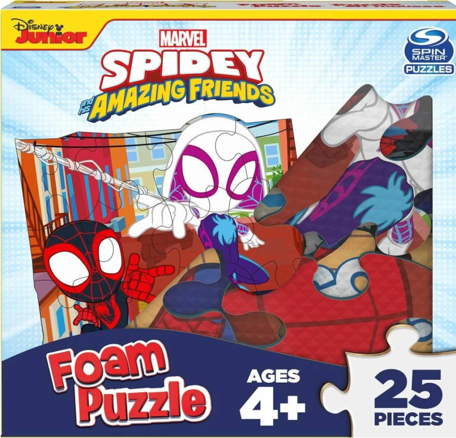 Spin Master Games Marvel Spidey and His Amazing Friends Squishy Foam Puzzle - 25-Piece Spider-Man Toy for Kids Ages 4+