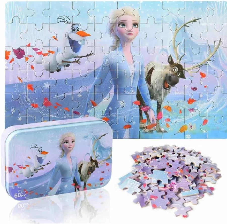 LELEMON Underwater World Jigsaw Puzzle for Kids Ages 4-8, 60 Piece Educational Ocean Puzzle Toy for Boys & Girls in Metal Storage Box