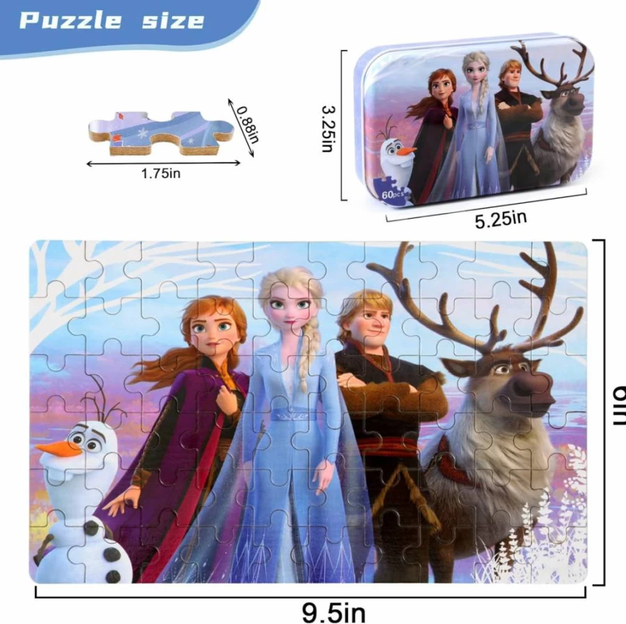 MZZOTOY 60-Piece Educational Jigsaw Puzzle for Kids Ages 3-8, Fun Learning Toys for Boys & Girls in Durable Metal Box, Ideal Gift for Preschoolers