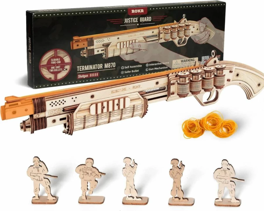 ROKR 3D Wooden Puzzle Rubber Band Gun Kit - DIY Model Building Toy for Adults & Kids, Cool STEM Gift for Men and Women