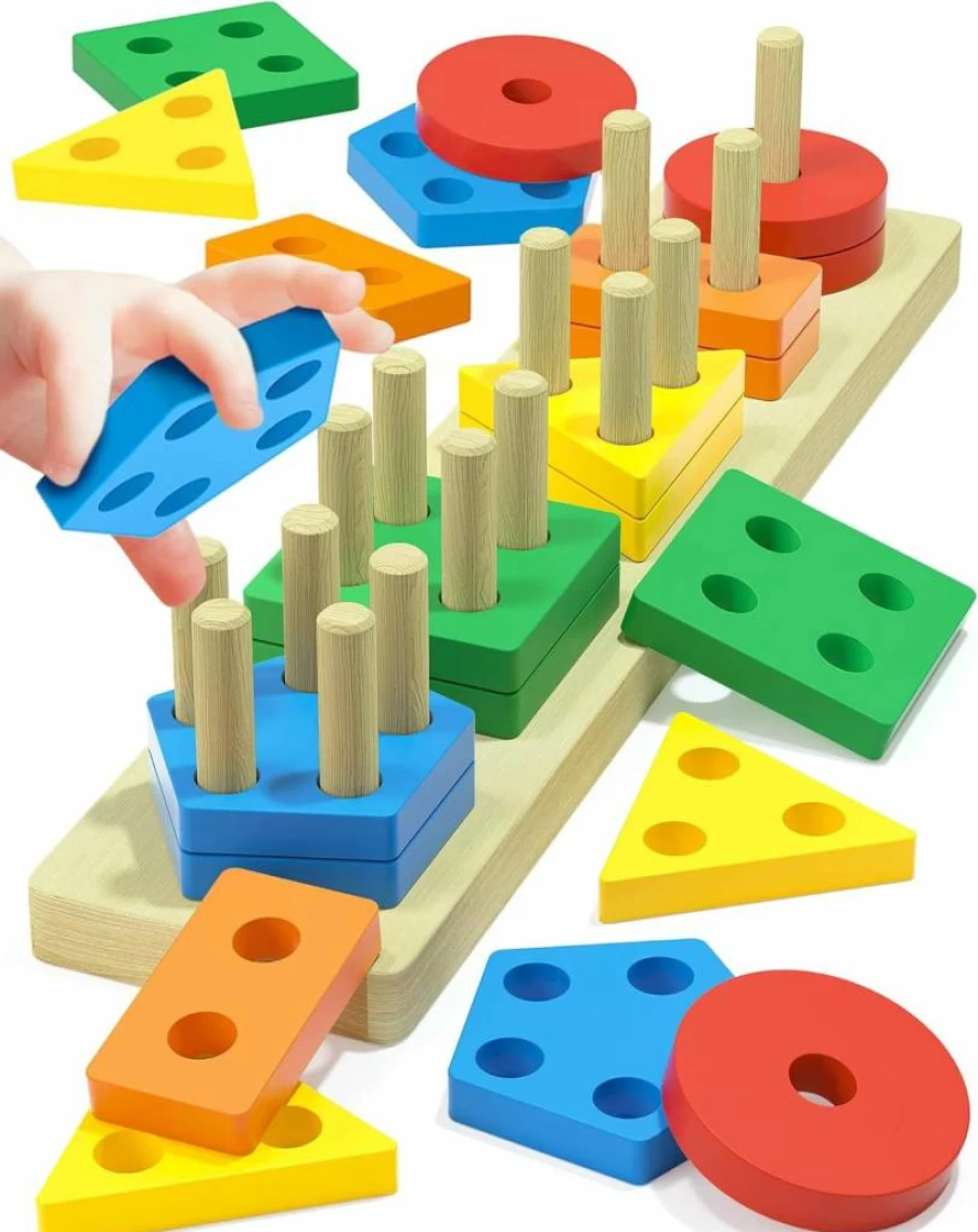 Zartores Montessori Wooden Sensory Toys for Toddlers 1-3 Years, Educational Learning Puzzles for Boys & Girls, Ideal Birthday Gifts for 1 2 3 Year Olds