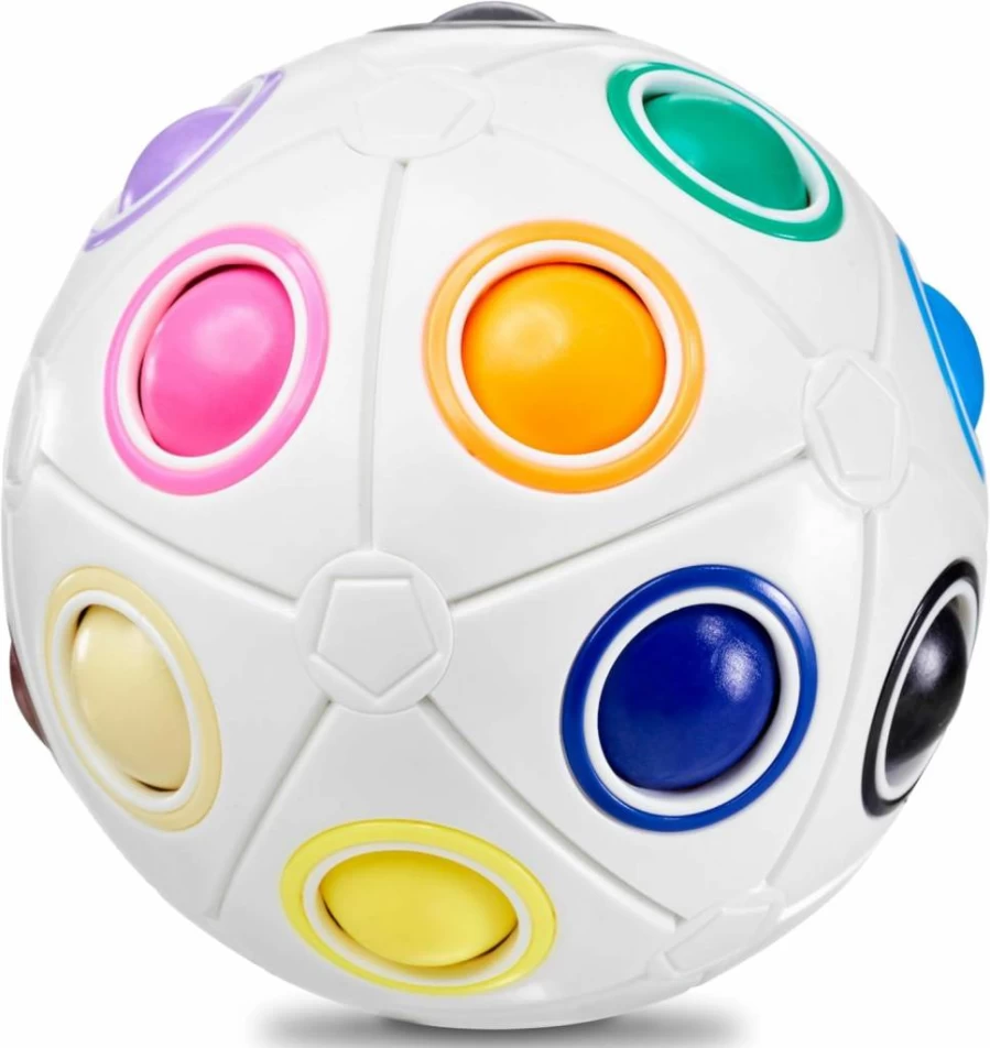CUBIDI Rainbow Puzzle Ball - Brain Teaser Toy for Kids Ages 6-10 | Travel Fidget Game for Boys & Girls | Stress Relief Sensory Toy for Adults