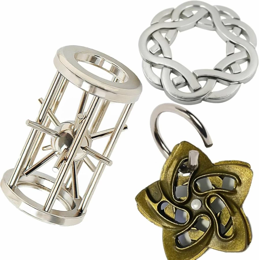PSDVAYI 3D Metal Brain Teaser Puzzles for Adults & Kids – IQ Logic Test, Educational Unlock Interlocking Toy, Challenging Disentanglement Game for All Ages