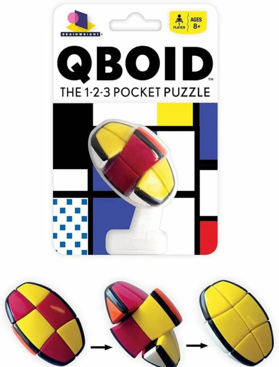 Brainwright Qboid Pocket Brain Teaser - 3-Level Fidget Puzzle for Stress Relief & Focus