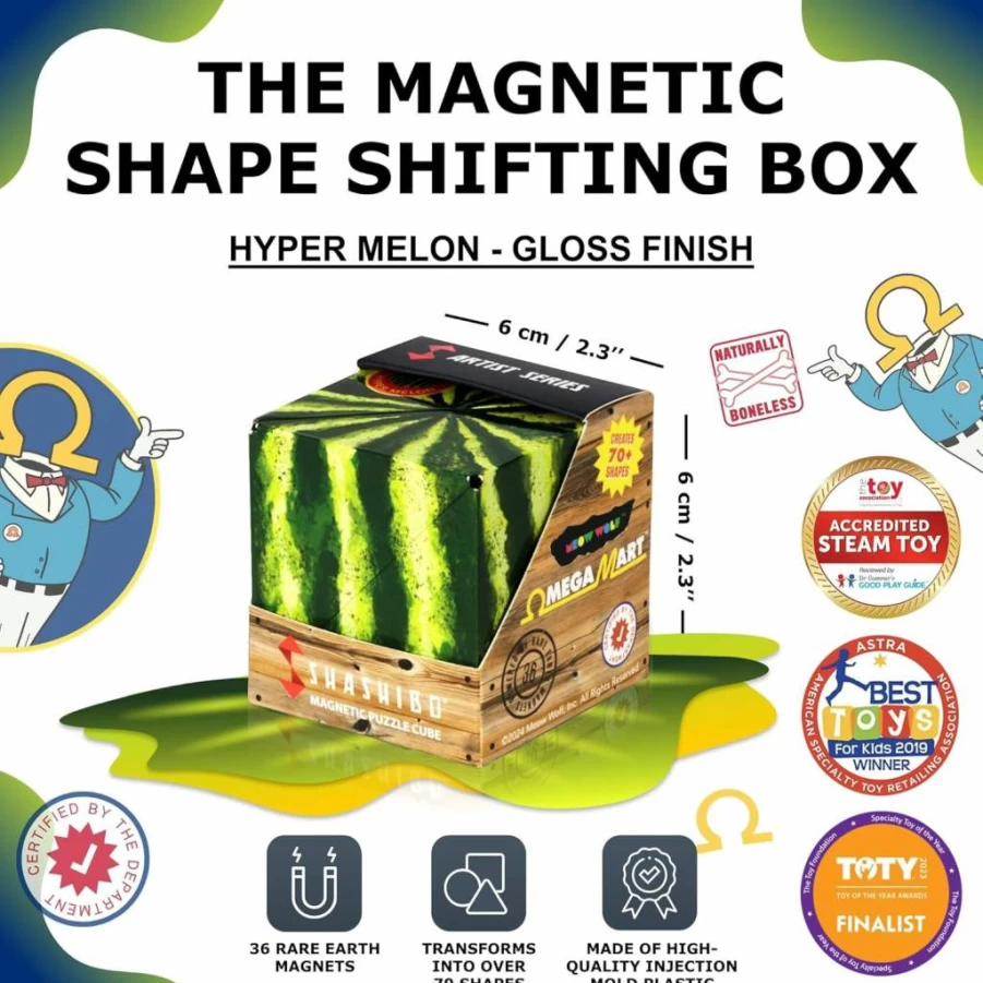 Shashibo Magnetic Fidget Cube – Transformable into 70+ Shapes, STEM Toy with Fun in Motion Toys App, Cosmic Surfer Design for Stress Relief & Creativity