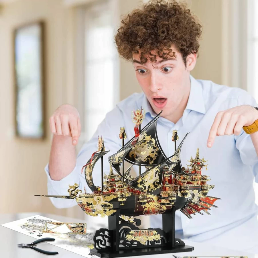Piececool 3D Metal Puzzle - Wind Breaker Ship Model Kit for Adults, 709 DIY Building Kit, Creative Craft Gift for Men, Women, Teens & Family