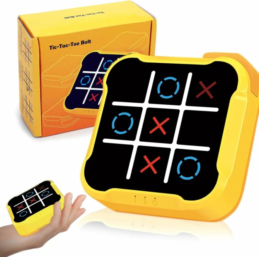 COUOMOXA 4-in-1 Portable Tic Tac Toe Game for Kids Ages 6-12 - Travel Electronic Toy with Sensory Puzzle for Home, School - Christmas Birthday Gift for Boys and Girls