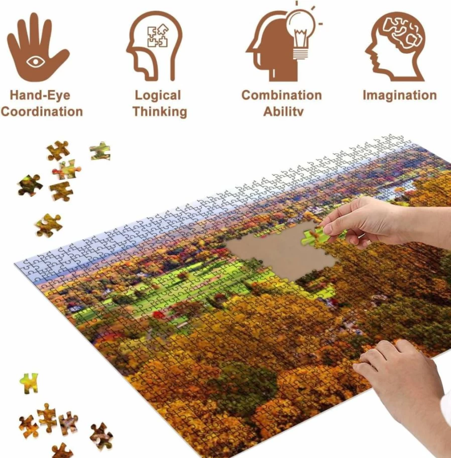 VETEB 500-Piece Autumn Aerial Landscape Jigsaw Puzzle for Adults – Wooden Family Puzzle Game, Educational Brain Teaser & Home Decor Art