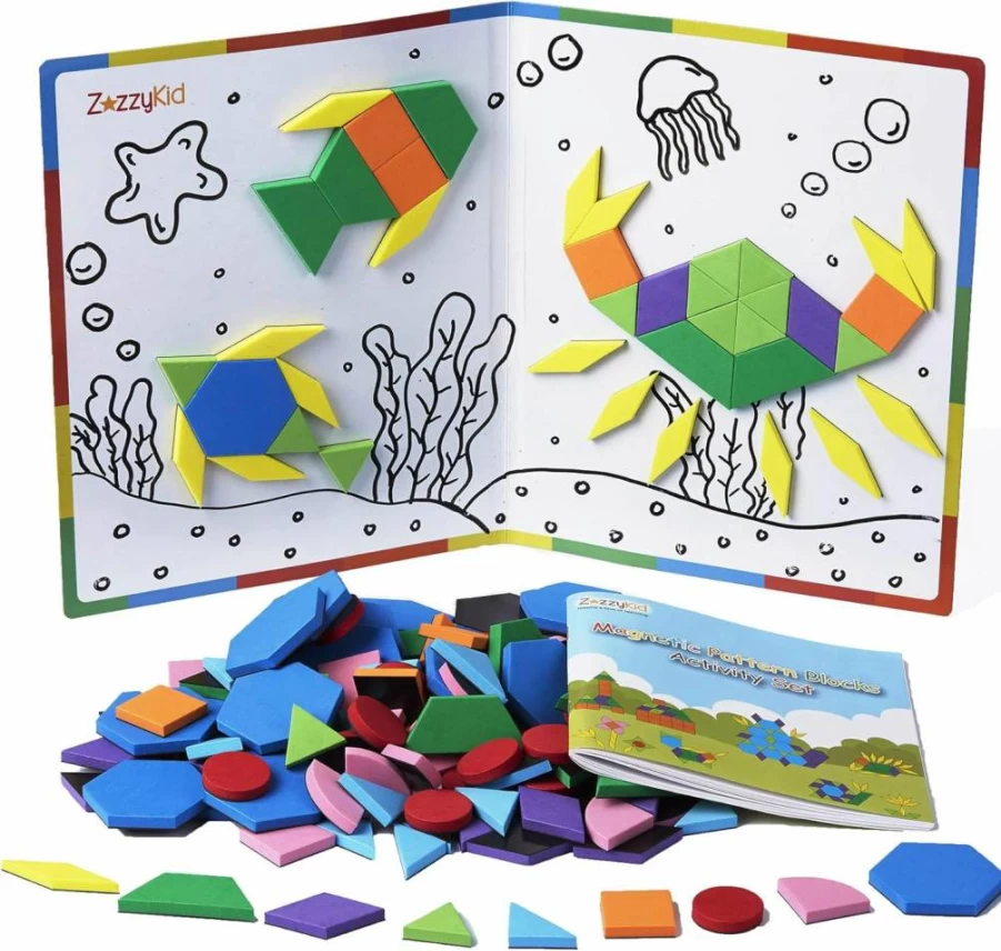 ZazzyKid Magnetic Building Blocks for Kids - 216 Piece STEM Educational Toys, Geometry Puzzle Set, Creative Learning Games for Children Ages 4-8