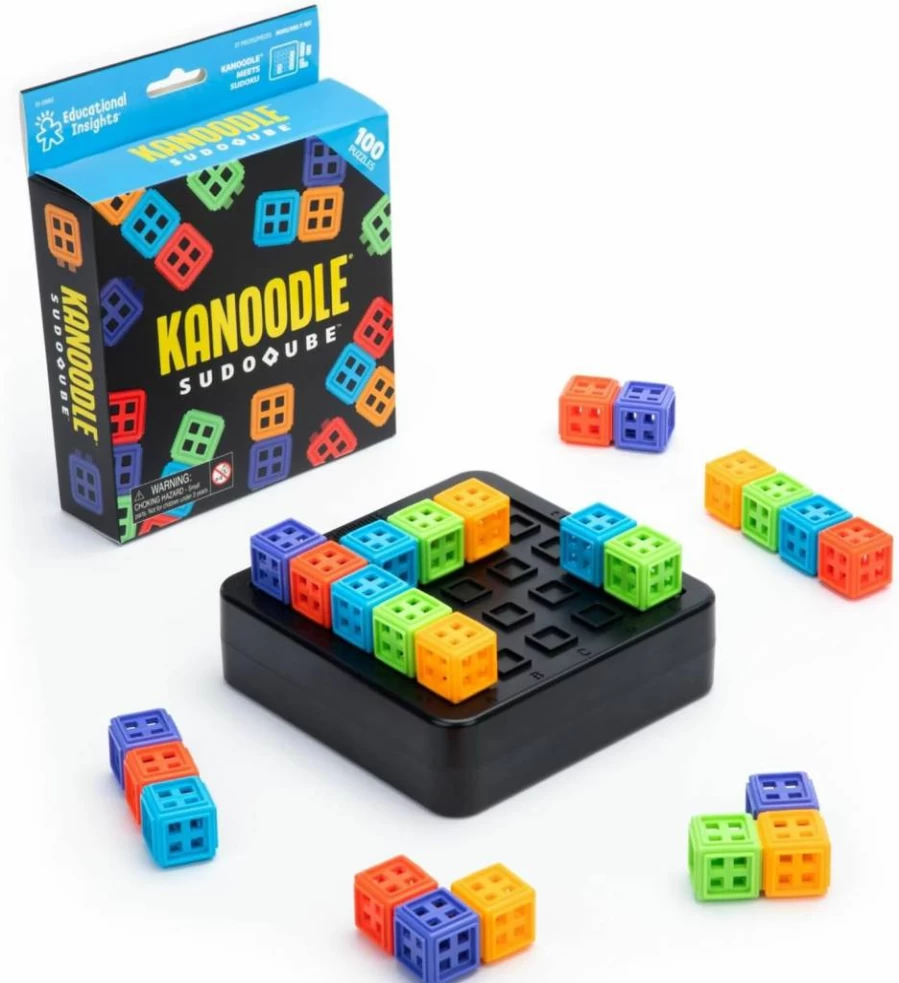 Educational Insights Kanoodle Sudoqube - 3D Sudoku Puzzle Game for Kids, Teens & Adults, Travel Brain Teaser, Color-Matching Logic Game, Ages 7+
