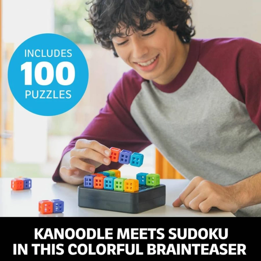Educational Insights Kanoodle Sudoqube - 3D Sudoku Puzzle Game for Kids, Teens & Adults, Travel Brain Teaser, Color-Matching Logic Game, Ages 7+