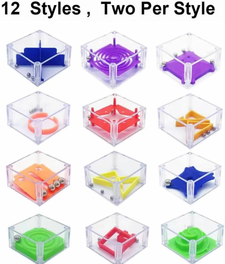 24 Pcs Fnqiank 3D Maze Cube Puzzle Box Set - Brain Teaser IQ Game for Kids & Adults, Mini Party Favors, Classroom Prizes, Stress Relief Toys