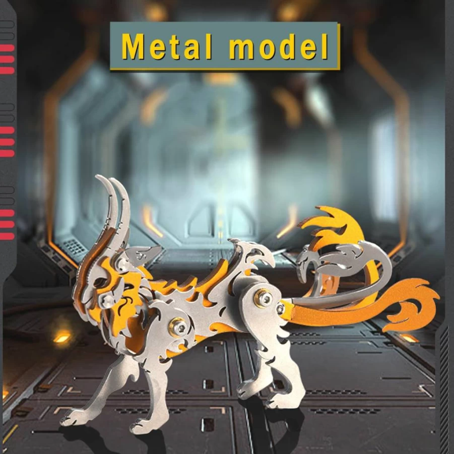 MENAIMPK 3D Metal Bulldog Puzzle for Adults - DIY Mechanical Model Kit, Brain Teaser Toy, Home Decor Art Craft Gift for Men & Women