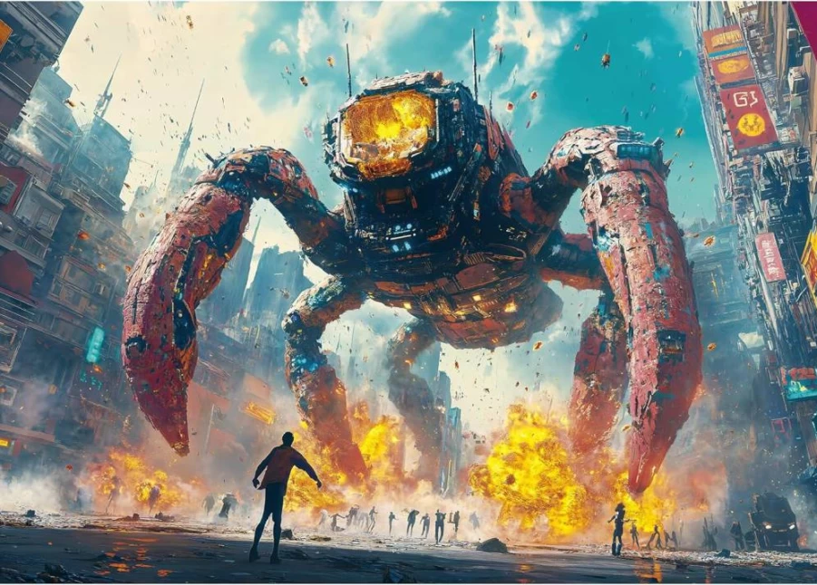 Lamplig 500-Piece Robot War Jigsaw Puzzle for Adults - Fantasy Creative Challenge, 20.5"x14.9" Home Decor Toy, Fun Gift & Collector's Poster