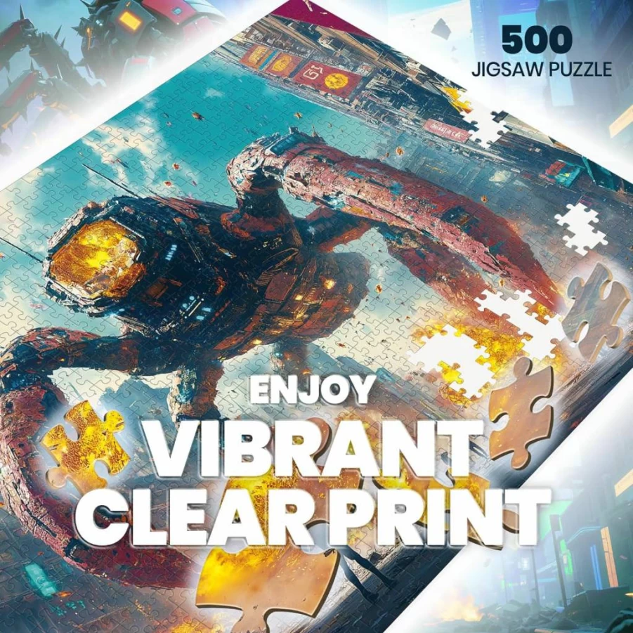 Lamplig 500-Piece Robot War Jigsaw Puzzle for Adults - Fantasy Creative Challenge, 20.5"x14.9" Home Decor Toy, Fun Gift & Collector's Poster