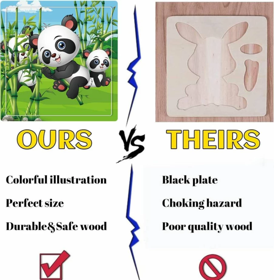 RANSUNN 24-Piece Wooden Puzzles for Toddlers Ages 3-5, Educational Colorful Learning Toys for Boys and Girls with 6 Fun Puzzle Sets