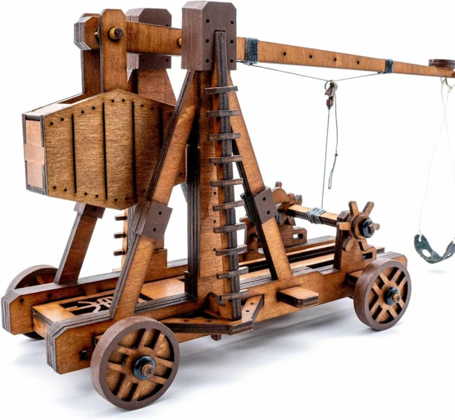 Toystub DIY 3D Wooden Trebuchet Catapult Model Kit - Adult Engineering Building Puzzles, Science Project & Creative Wood Assembly Gift for Teens