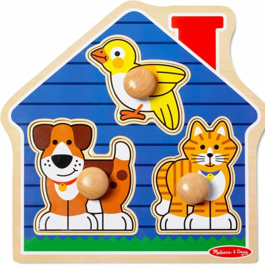 Melissa & Doug First Shapes Jumbo Knob Wooden Puzzle - Toddler Learning Toy with Chunky Pieces - Educational Shape Sorting Activity for Kids Ages 1-3