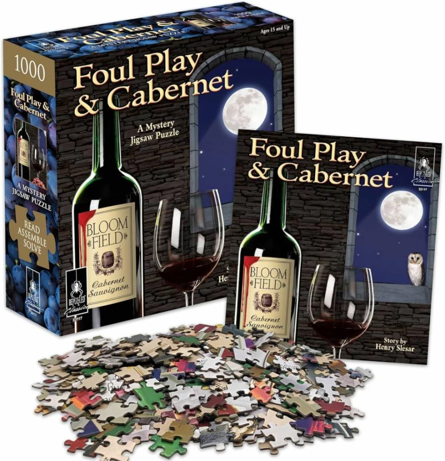 Murder Mystery Party Bepuzzled Classic Jigsaw Puzzle - Foul Play & Cabernet Mystery Game for Adults