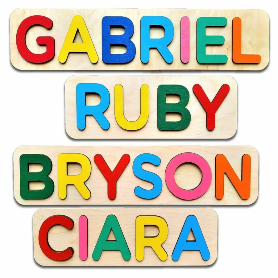 Woodland Personalized Wooden Name Puzzle for Kids - Custom Baby Name Puzzle for Toddlers, First Birthday Gift, Educational Wooden Toy