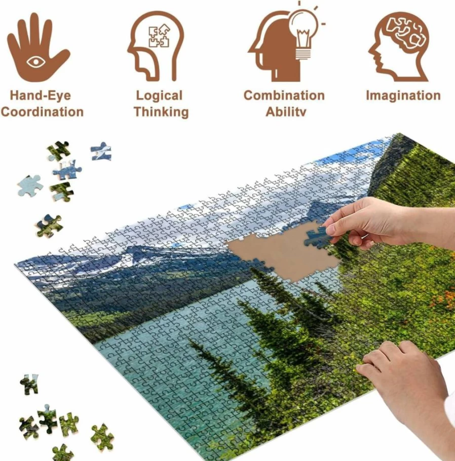 VETEB 500-Piece Wooden Jigsaw Puzzle for Adults - Fresh Green Leaves Puzzle Game, Family Educational Toy, Home Decor