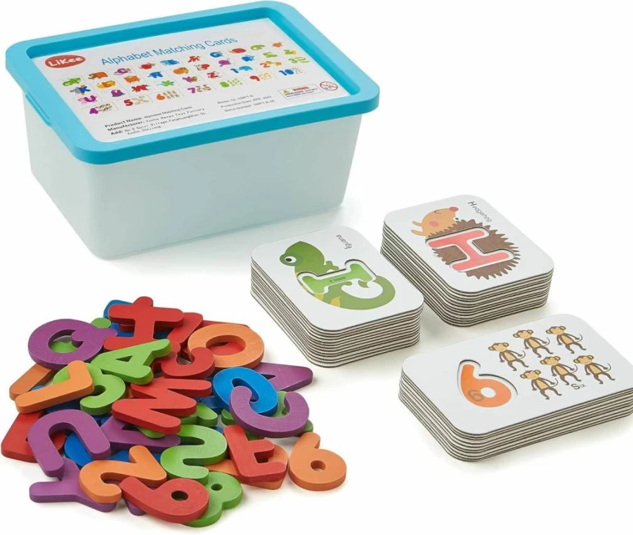 LiKee Wooden Alphabet Flash Cards for Toddlers - ABC Sight Words Matching Game, Montessori Letter Puzzle with 36 Cards & 37 Wooden Pieces, Preschool Learning Toys for Boys Girls Ages 3+ Years
