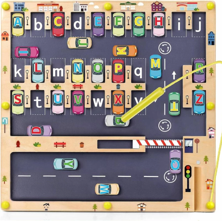 Scuwtocn Montessori Wooden ABC Magnetic Alphabet Maze Puzzle - Fine Motor Skills Learning Toy for Kids Ages 3+ | Educational Christmas & Birthday Gift for Boys & Girls