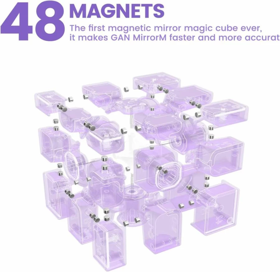 GAN Mirror UV-Coated 3x3 Magnetic Speed Cube - 48 Magnets, Glitter Sparkle, Purple Puzzle Toy for Kids & Adults, Corner Cutting, Shape Solve
