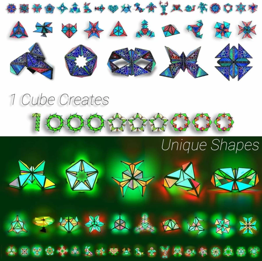 TOSY Magnetic Pyramid Glow Cubes - 12-Piece STEM Toy with 243 Rare Earth Magnets, Holographic Design, Creative Building Puzzle for 4th of July Decor & Steam Education