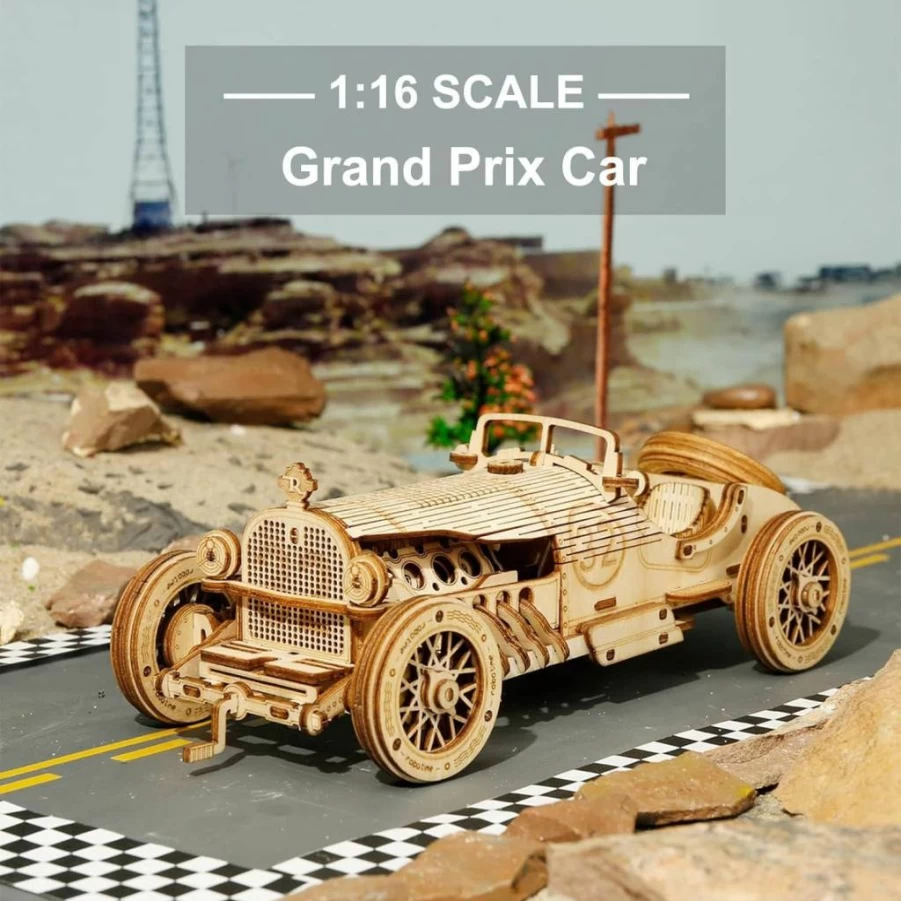 ROKR Grand Prix 3D Wooden Puzzle for Adults - DIY Mechanical Car Model Kit, Brain Teaser Toy, Unique Gift for Men & Women, Birthday & Christmas Present