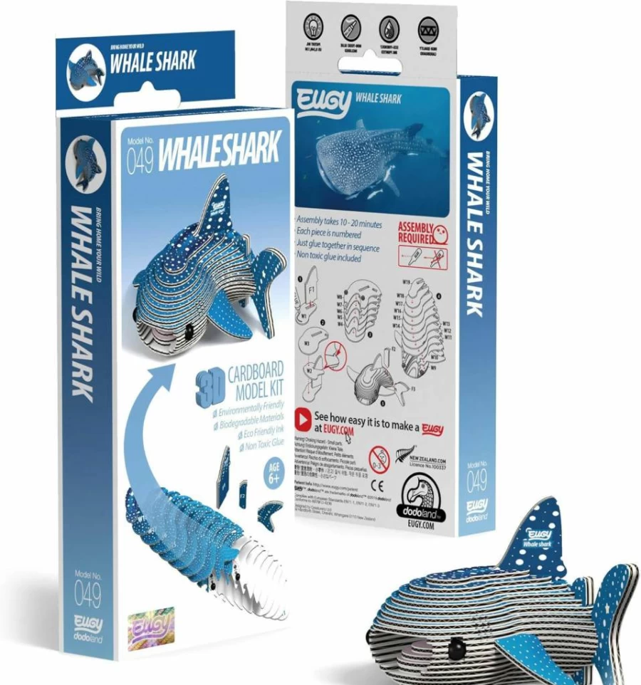 EUGY Whale Shark 3D Puzzle - 22 Piece Eco-Friendly Educational STEM Toy for Kids Ages 6+, Fun Marine Animal Building Kit for Boys & Girls