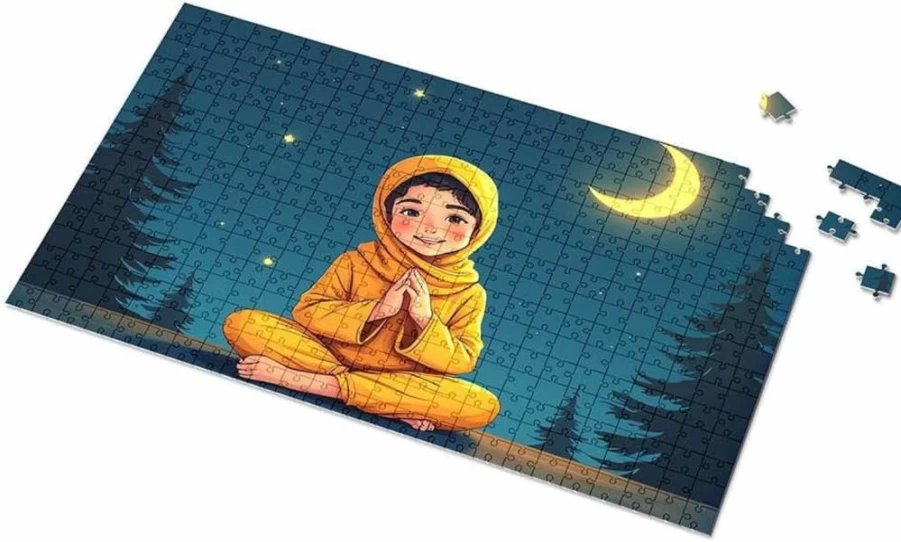 PLOWS 1000-Piece Puzzle for Adults & Kids Ages 6-8: Prayer In The Night Serene Scene Jigsaw Activity Book & Educational Toy