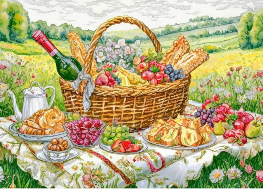 TangComplete 1000-Piece Impossible Picnic Puzzle for Adults – Challenging Jigsaw Game & Family Decoration