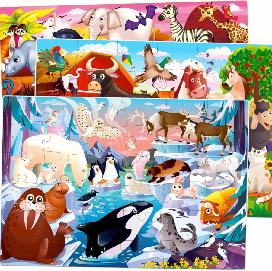 QUOKKA 48-Piece Farm Animal Jigsaw Puzzle for Kids Ages 2-6, Educational Preschool Learning Toy for Toddlers & Children, Fun Boys & Girls Puzzle Game Ages 3-8
