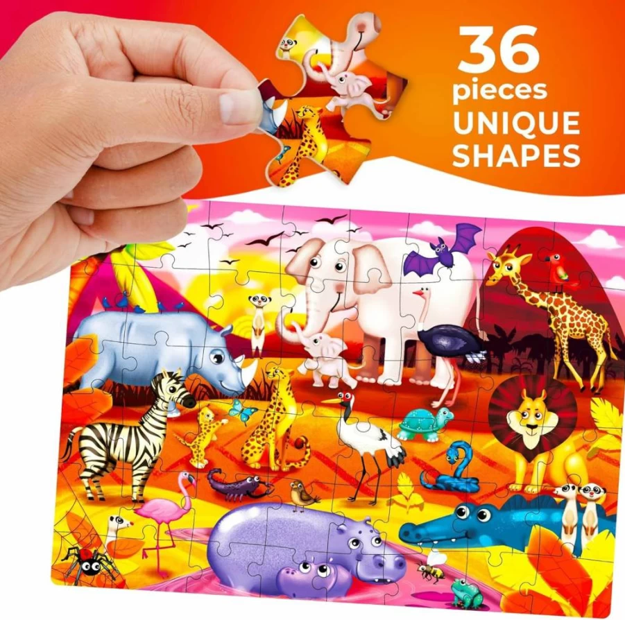 QUOKKA 48-Piece Farm Animal Jigsaw Puzzle for Kids Ages 2-6, Educational Preschool Learning Toy for Toddlers & Children, Fun Boys & Girls Puzzle Game Ages 3-8