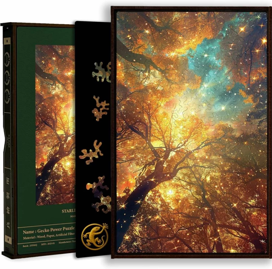 CLASSYMOKU 150-Piece Premium Wooden Jigsaw Puzzle for Adults - Starlight Realm Gecko Power Puzzle with Frame, Creative Gift Idea