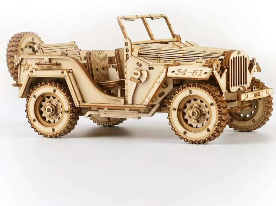 ROKR 3D Wooden Puzzle Mechanical Army Field Car Model - DIY Building Kit for Adults, Brain Teaser Toy, Unique Gift for Men & Women on Birthday or Christmas
