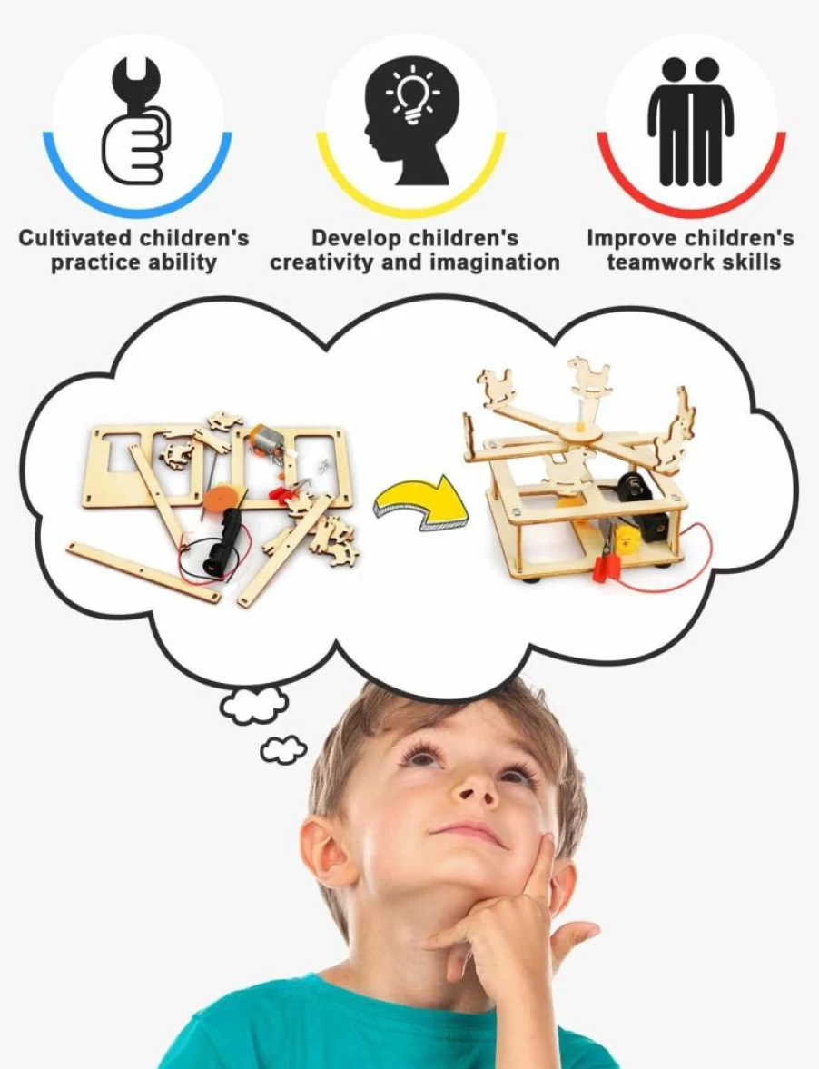Poraxy 4-in-1 STEM Building Kit for Kids Ages 6-13, Educational 3D Puzzle Toys for Boys & Girls, Science Projects for Ages 8-12, Creative Christmas & Birthday Gifts