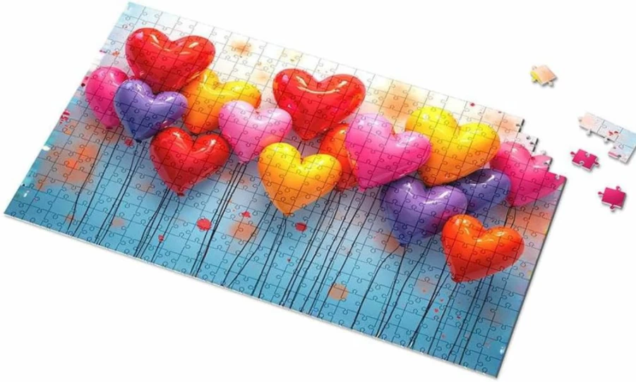 PLOWS 1000-Piece Heart-Shaped Balloon Puzzle for Kids & Adults - Colorful Activity Book for Ages 6-8, 300Pcs Celebration Picture Toy